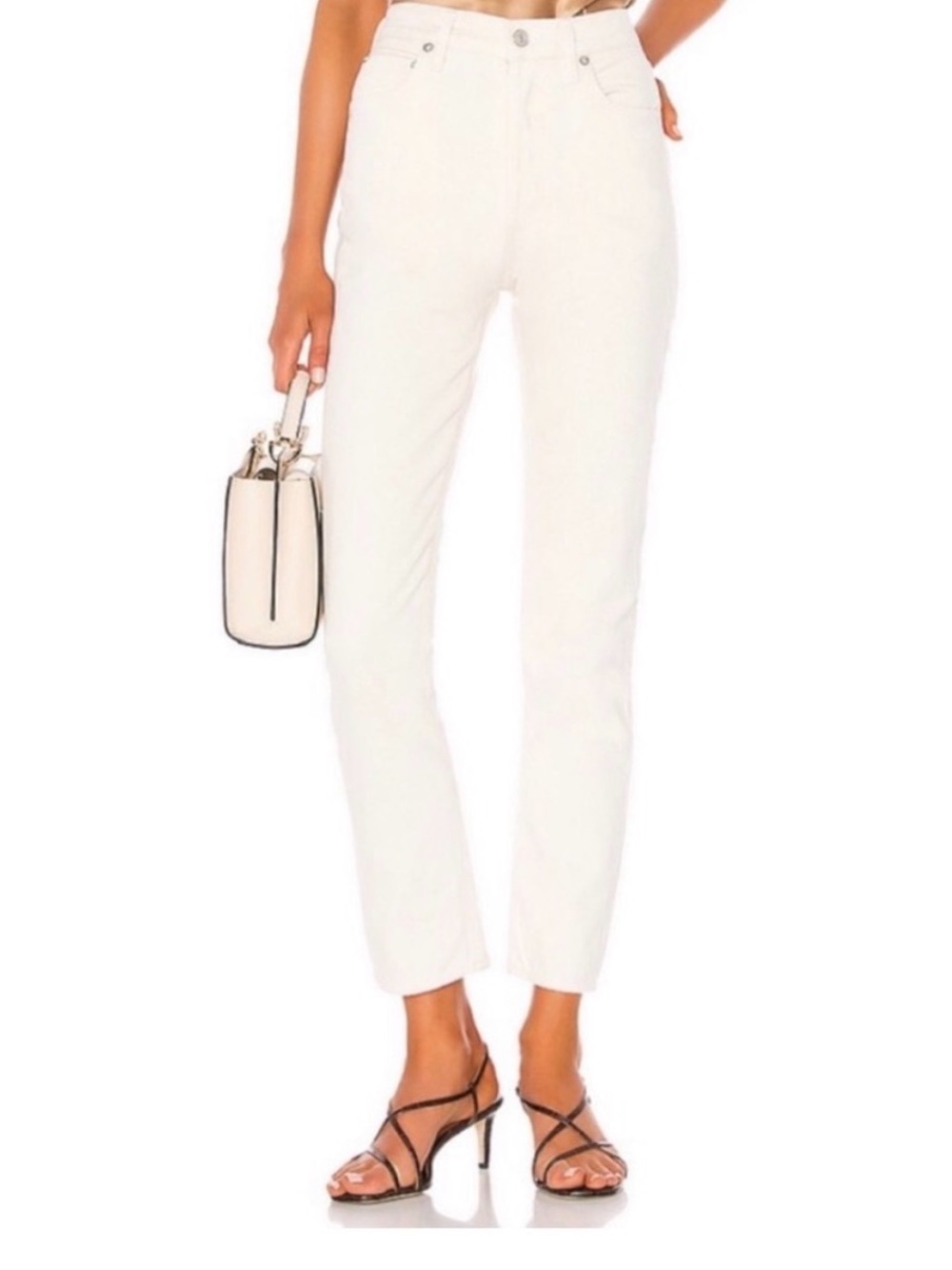Agolde White High-Rise Button-Fly Jeans